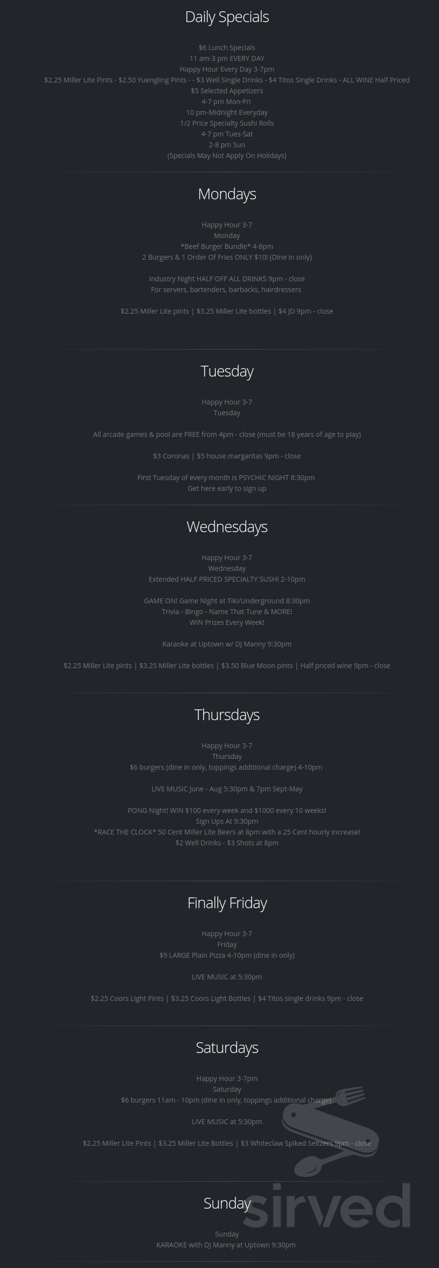 Maggie's Bar & Restaurant menu in Lakewood, New Jersey, USA