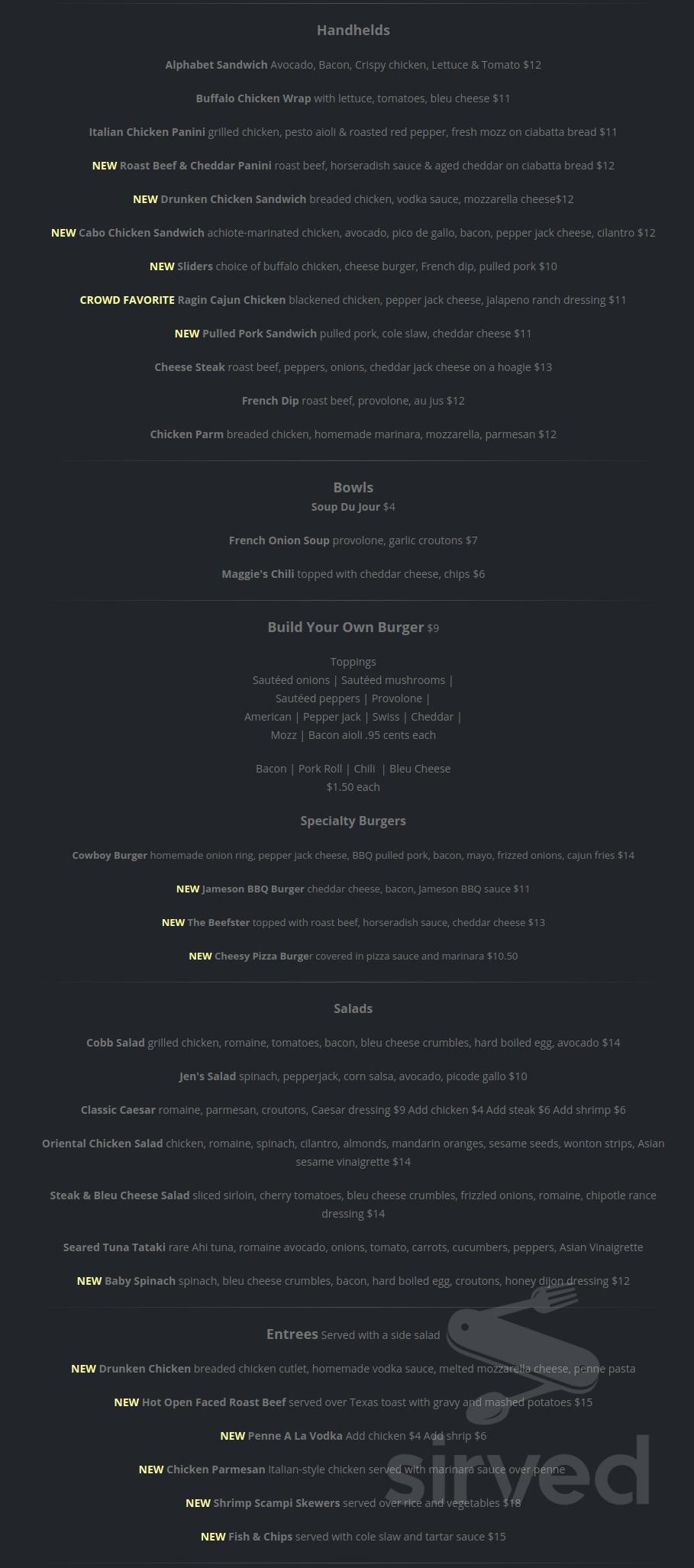 Maggie's Bar & Restaurant menus in Lakewood, New Jersey, United States