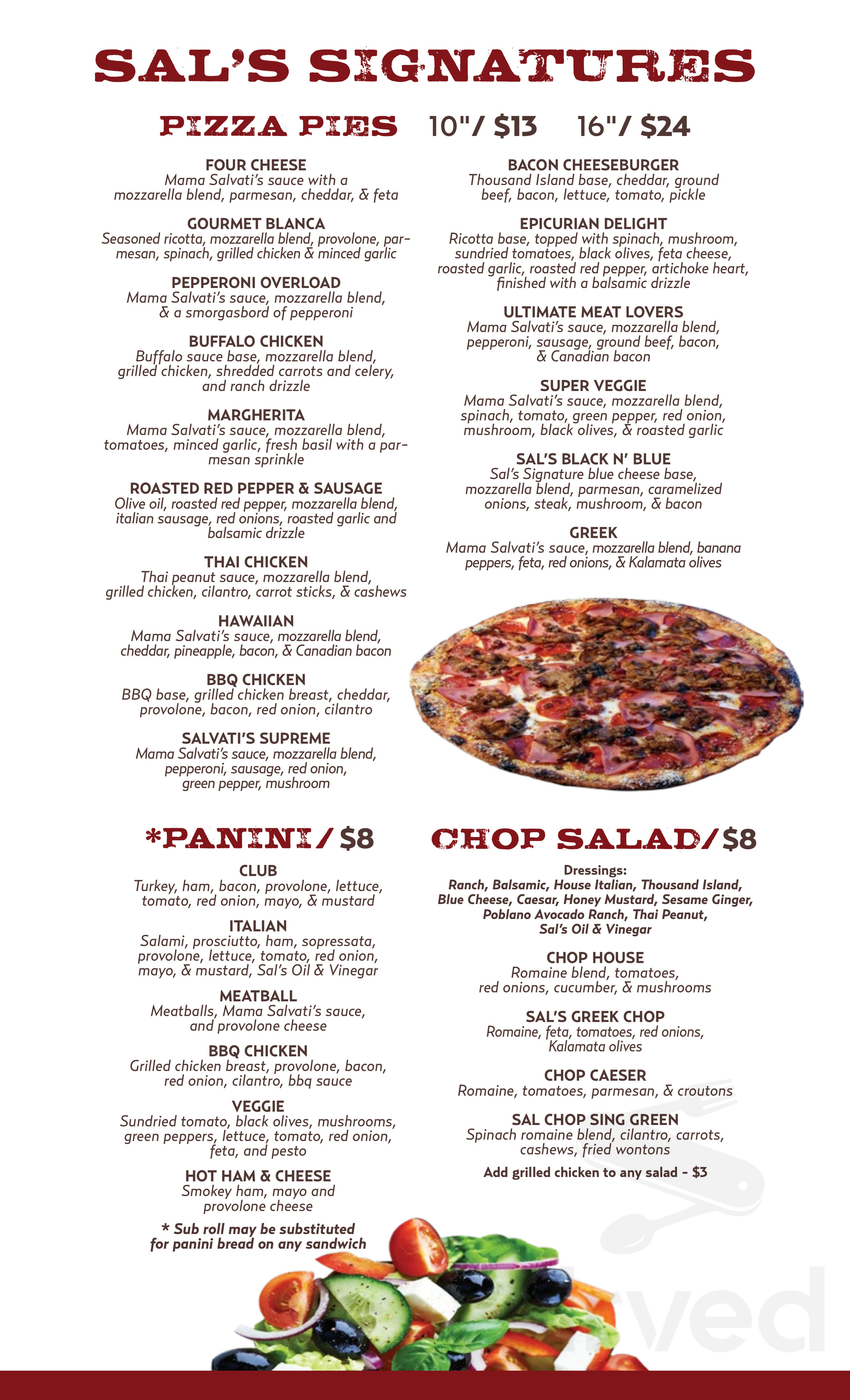 Salvati's Pizza Factory menu in Fort Walton Beach, Florida, USA