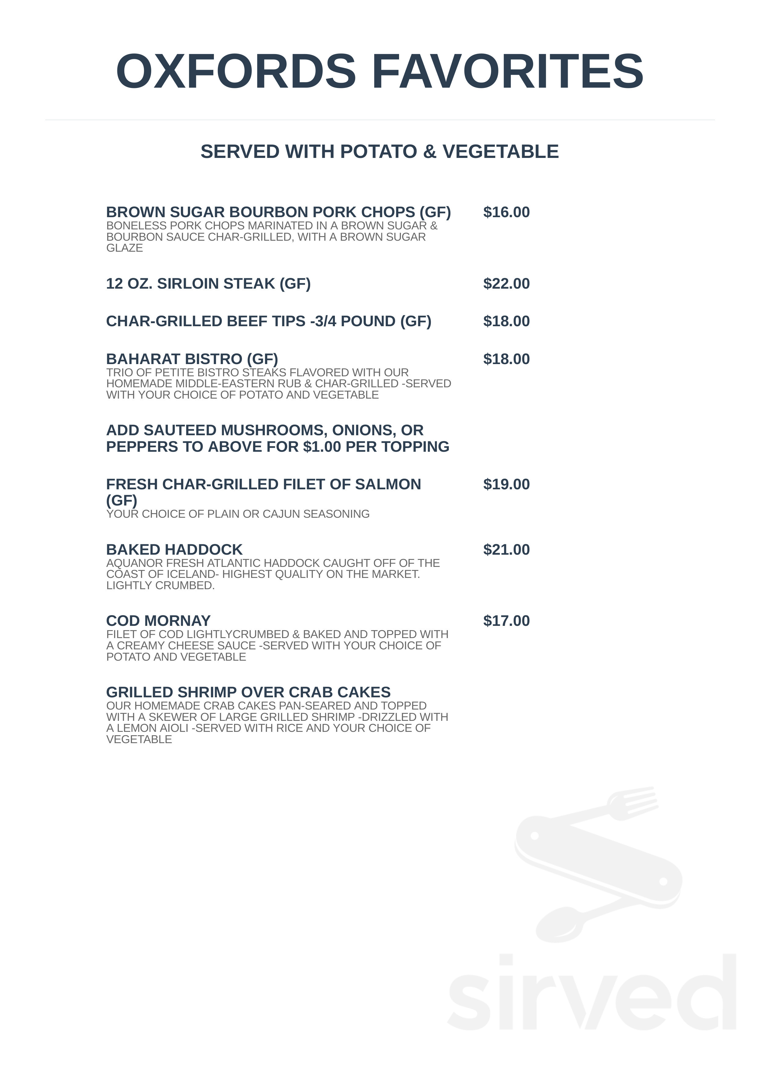 Oxfords Casual Dining Menu In Oxford Massachusetts USA oxfords-casual-dining-menu-in-oxford-massachusetts-usa