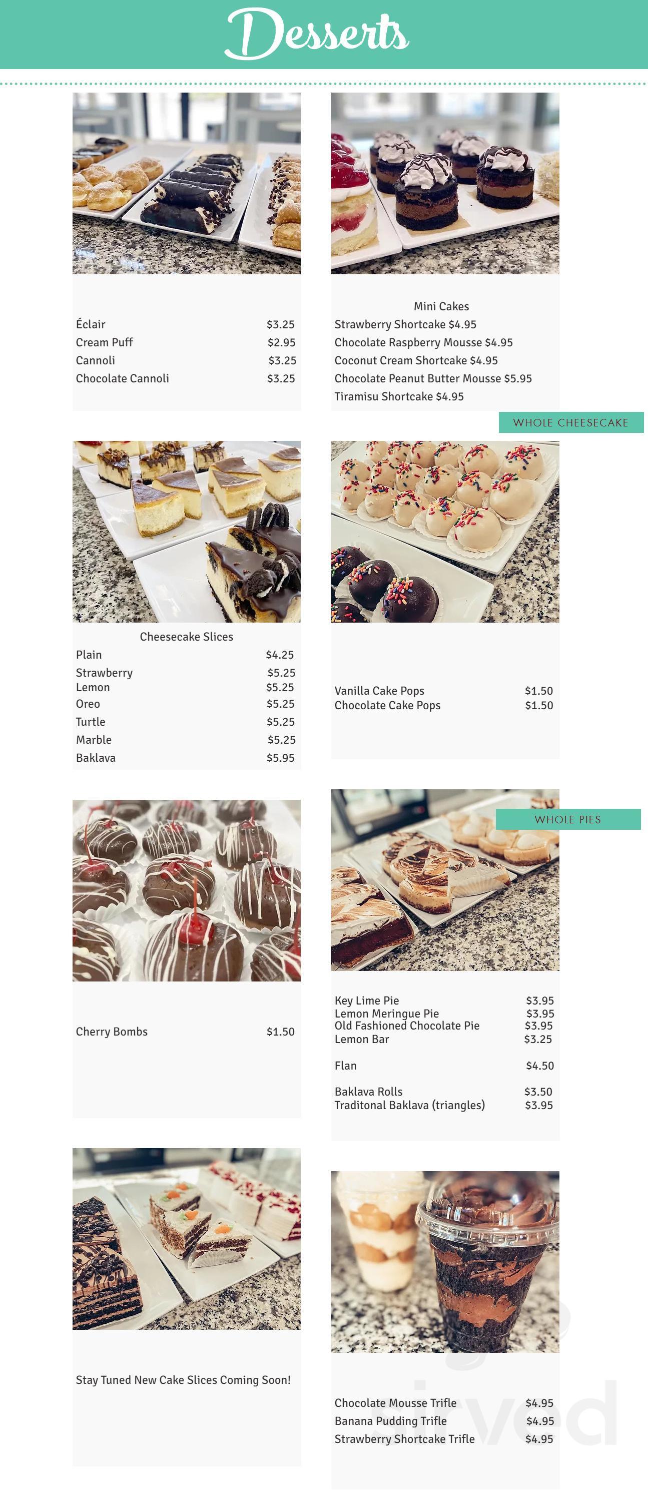 Menu New Bern NC's Famous Baking Company Sirved