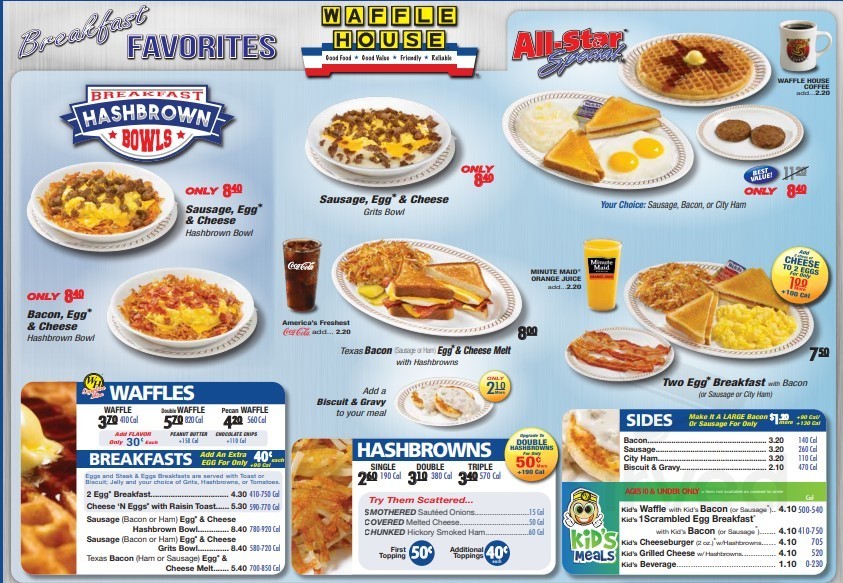 Waffle House menus in Columbus, United States