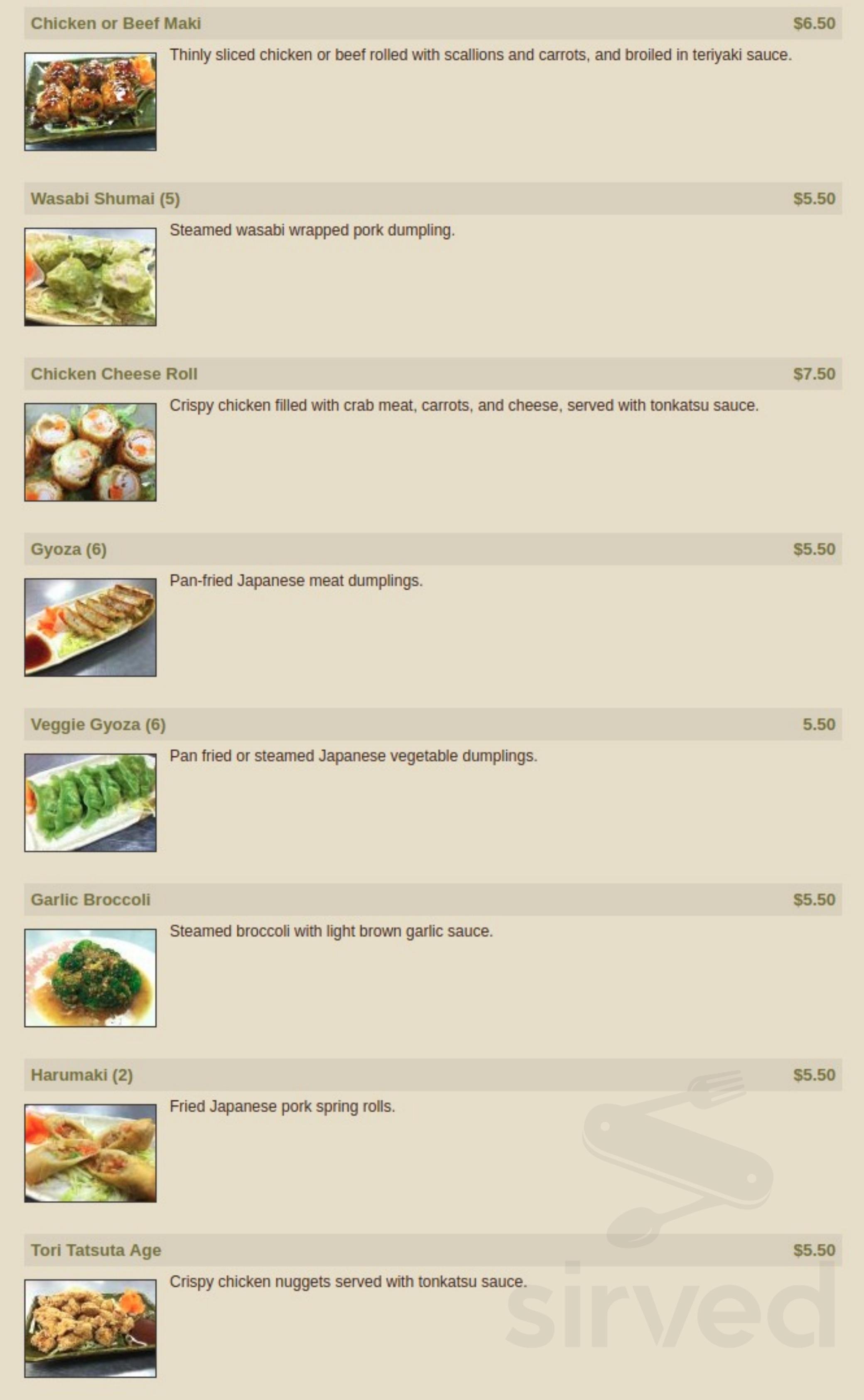 Shio Japanese Restaurant menus in Portsmouth, New Hampshire, United States