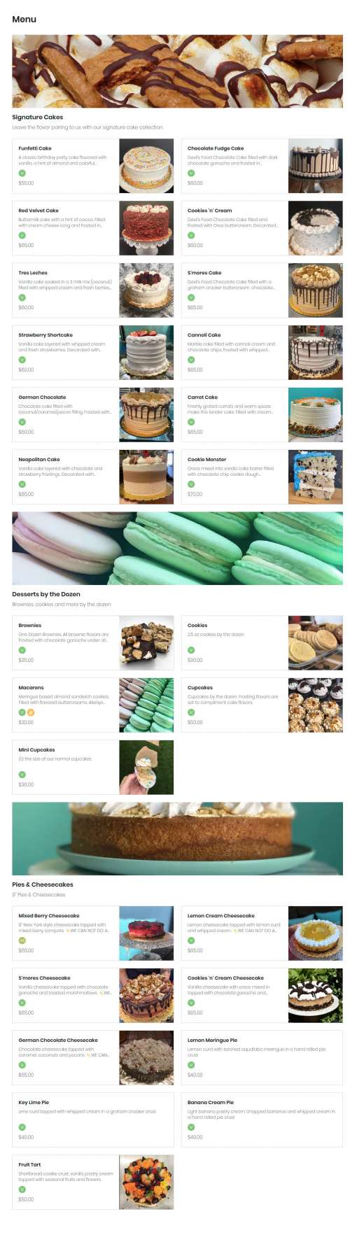 Baked Vegan Sweets menu in Long Beach, California, USA