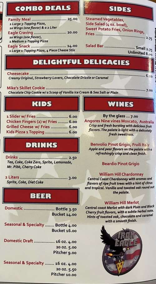 Iron Eagle Sports Cafe menu in Claxton, USA