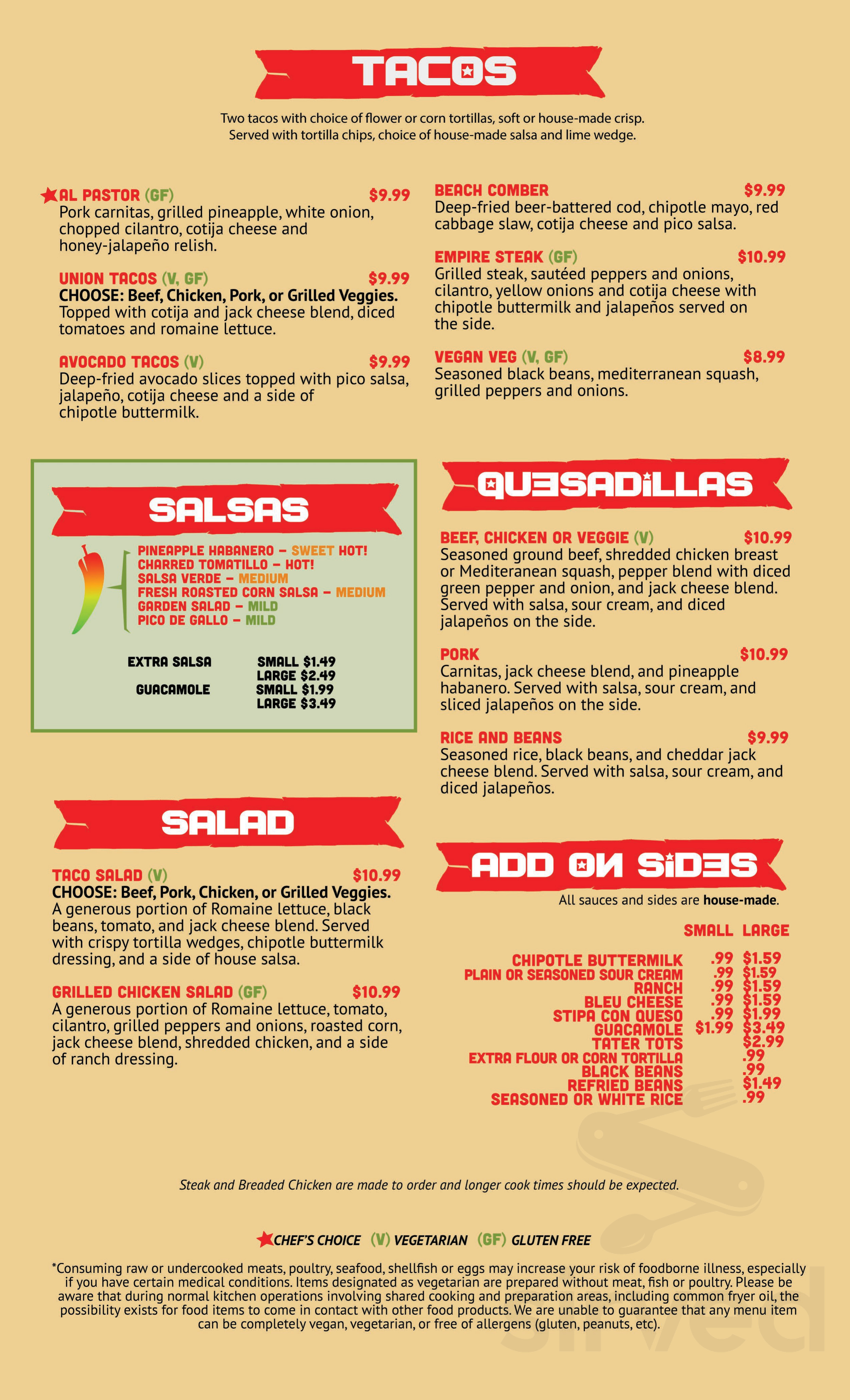 Burrito Union menu in Duluth, Minnesota