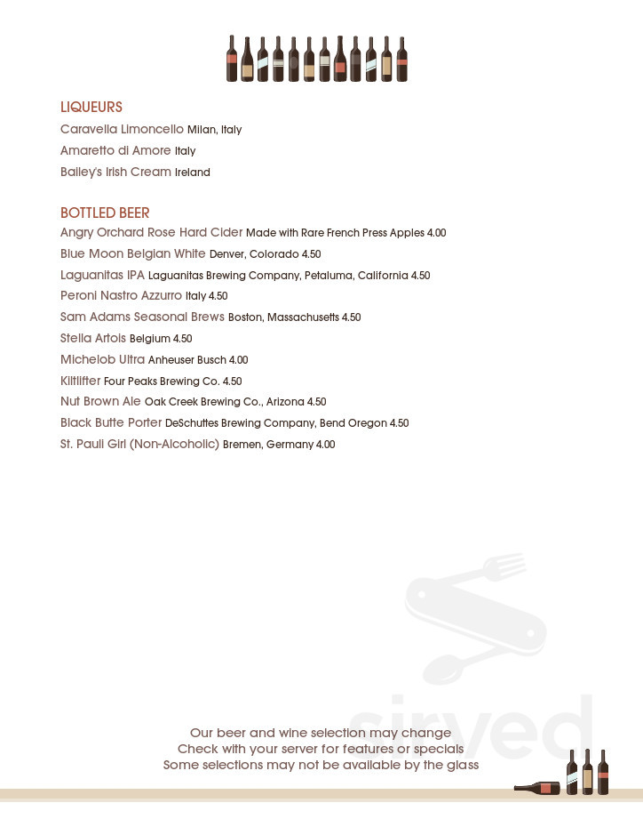Gabriella S Ristorante Menu In Prescott Valley Arizona Usa