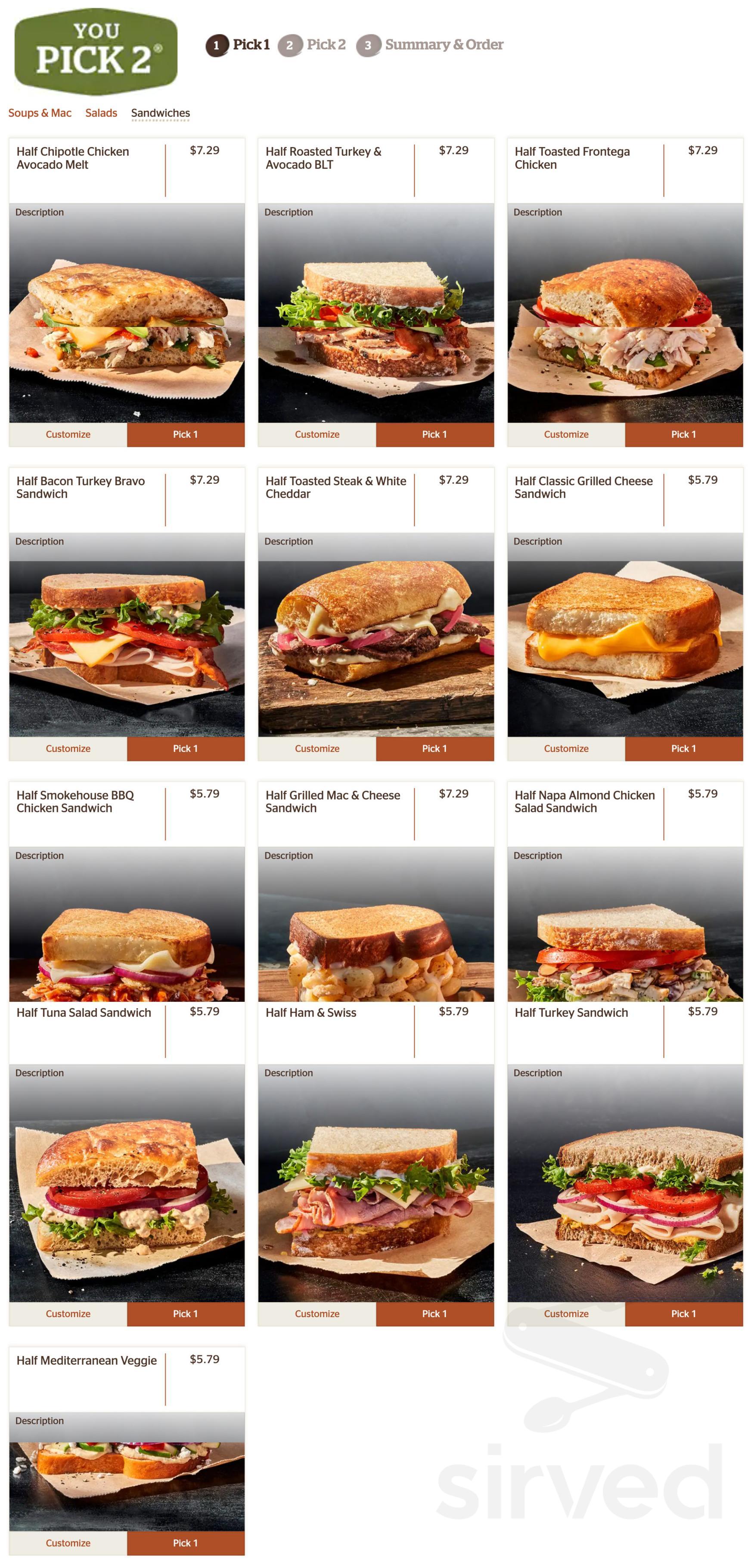 Panera Bread Menu In Columbus Ohio USA