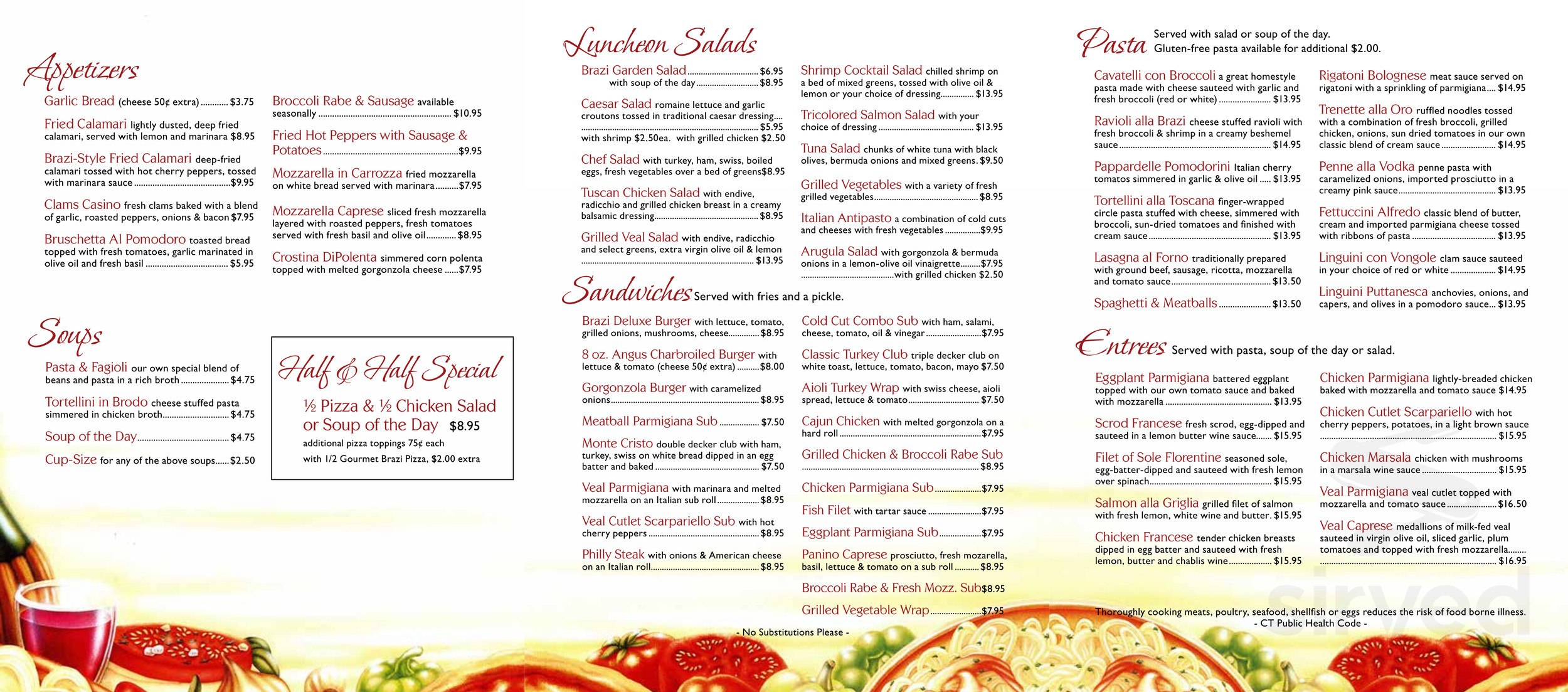 Brazi's Italian Restaurant menu in New Haven, Connecticut, USA