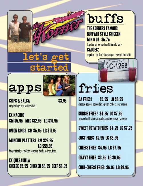 Korner Klub Bar menu in Bozeman, Montana, USA
