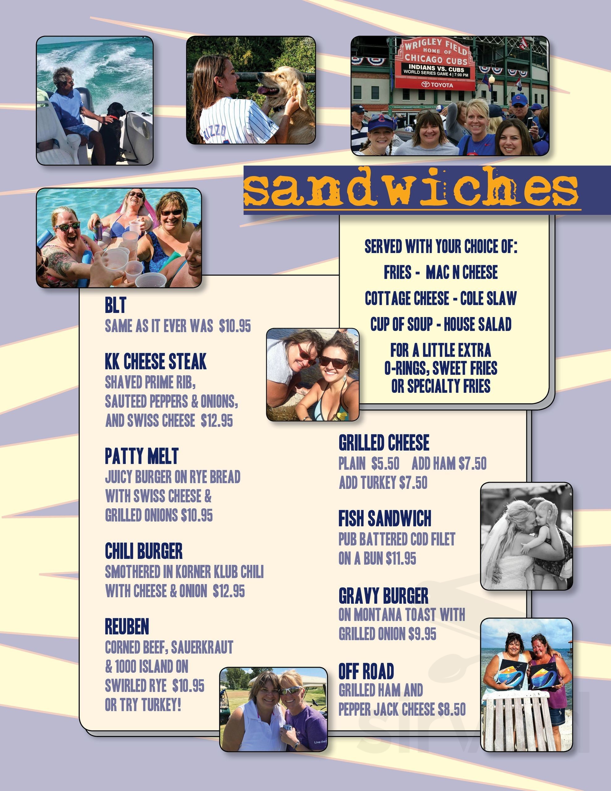 Korner Klub Bar menu in Bozeman, Montana, USA