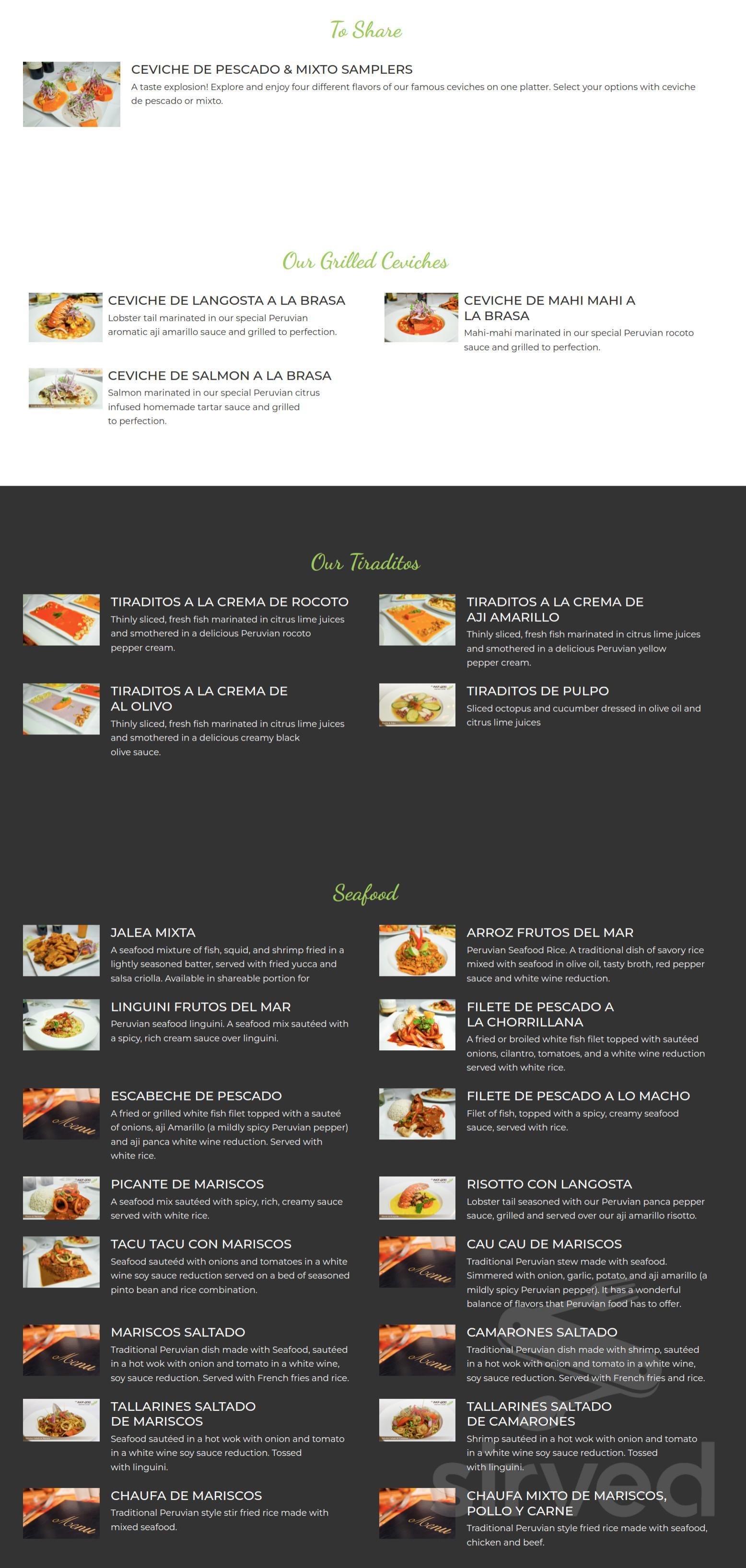 Menu - Orlando FL's El Inka Grill | Sirved