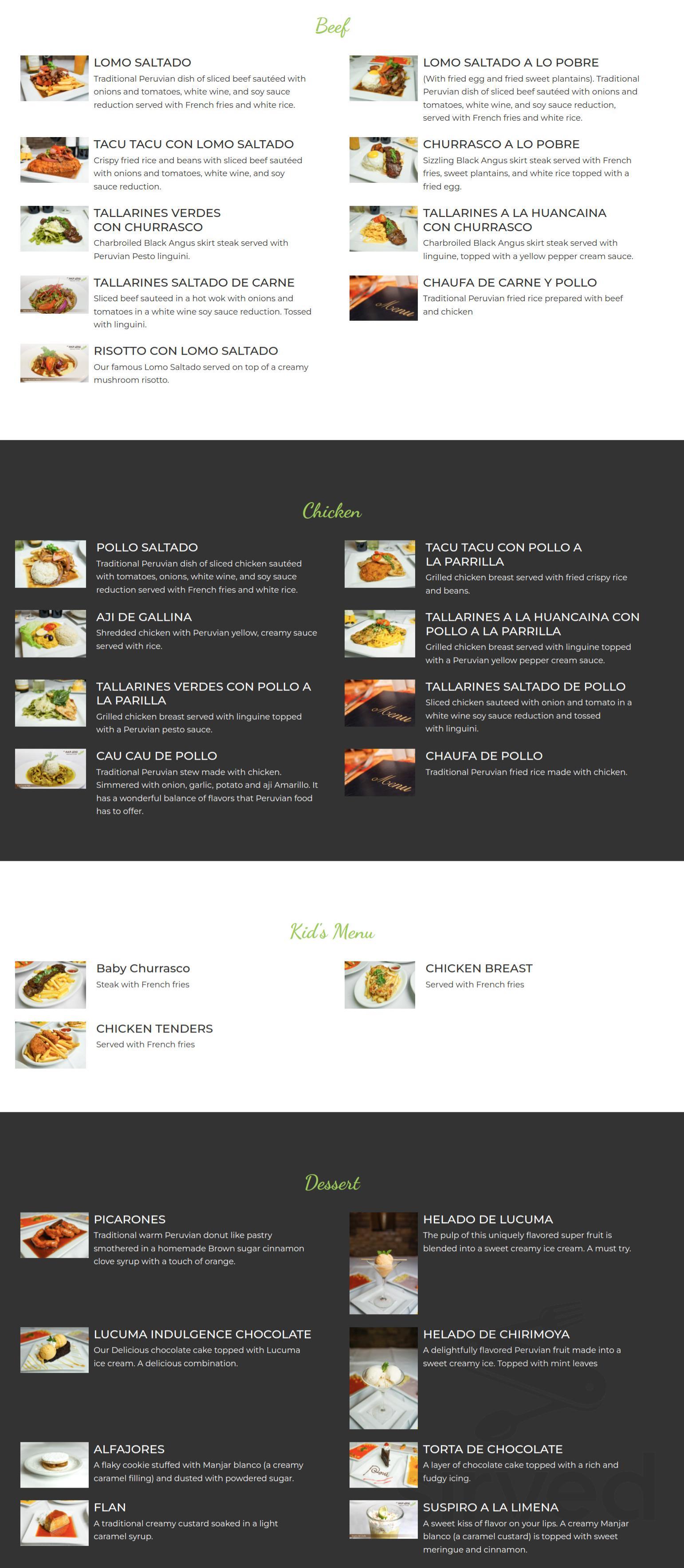 Menu - Orlando FL's El Inka Grill | Sirved