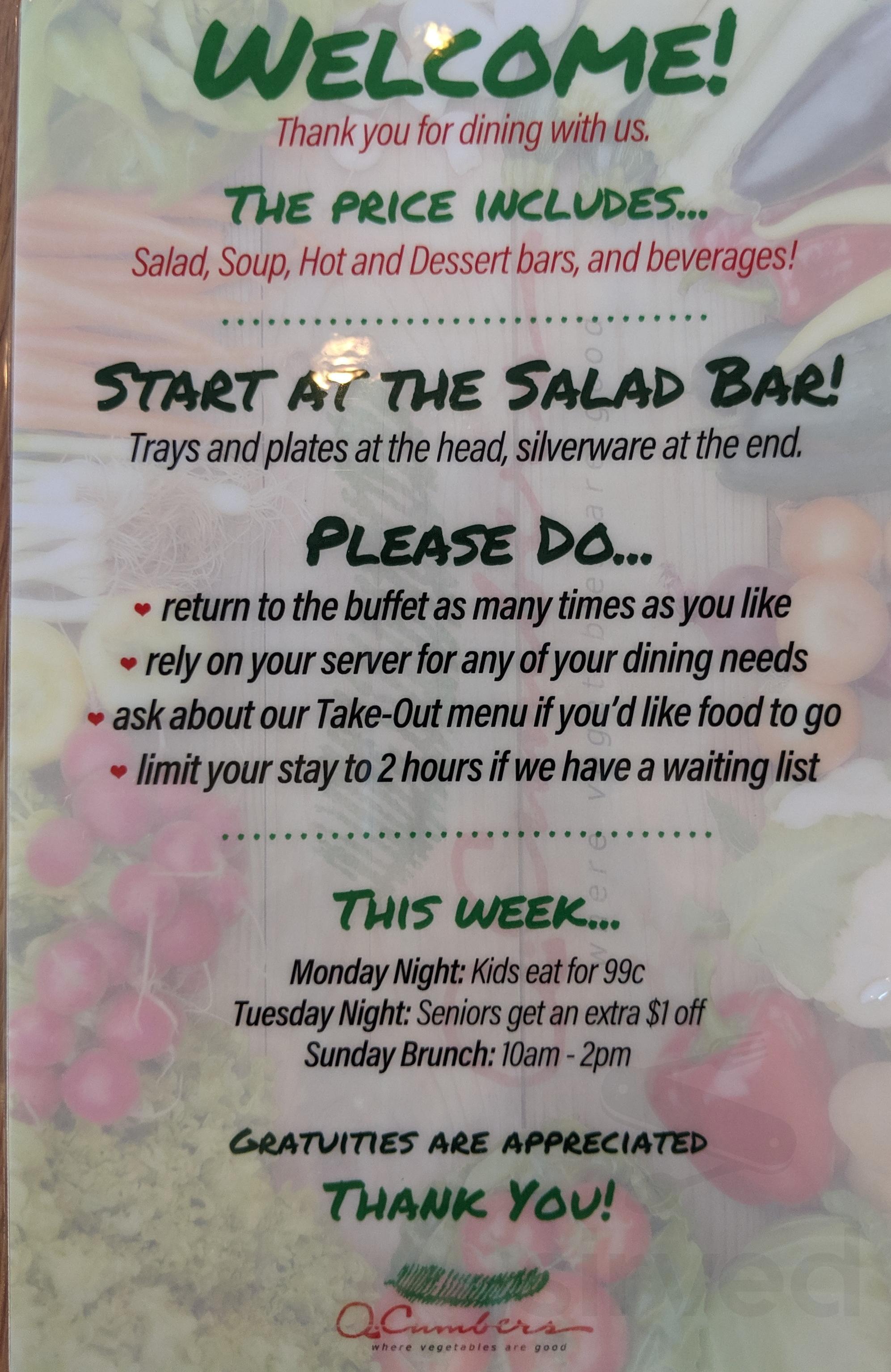 Q. Cumbers menus in Edina, Minnesota, United States