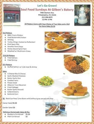 Gilbens Bakery and Specialty Sandwhich Shop menu in Philadelphia, Pennsylvania, USA