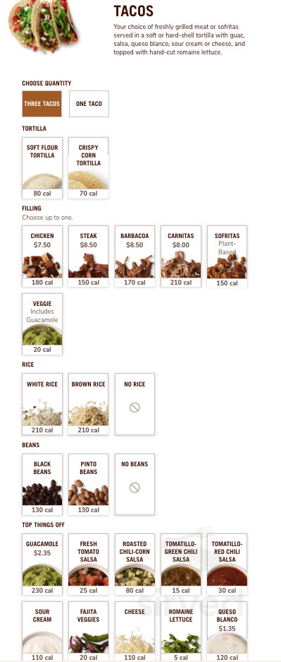 Chipotle Mexican Grill menu in Del Mar, California