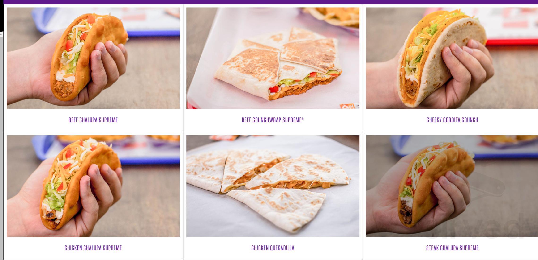 Taco Bell specials menu in Canton, Connecticut
