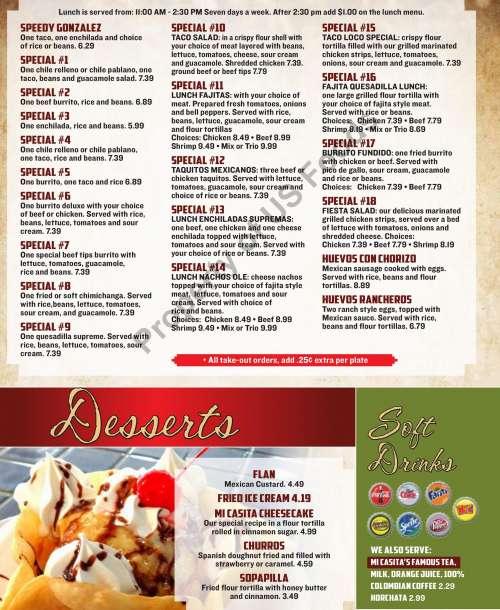 Mi Casita Dunn menu in Dunn, North Carolina, USA
