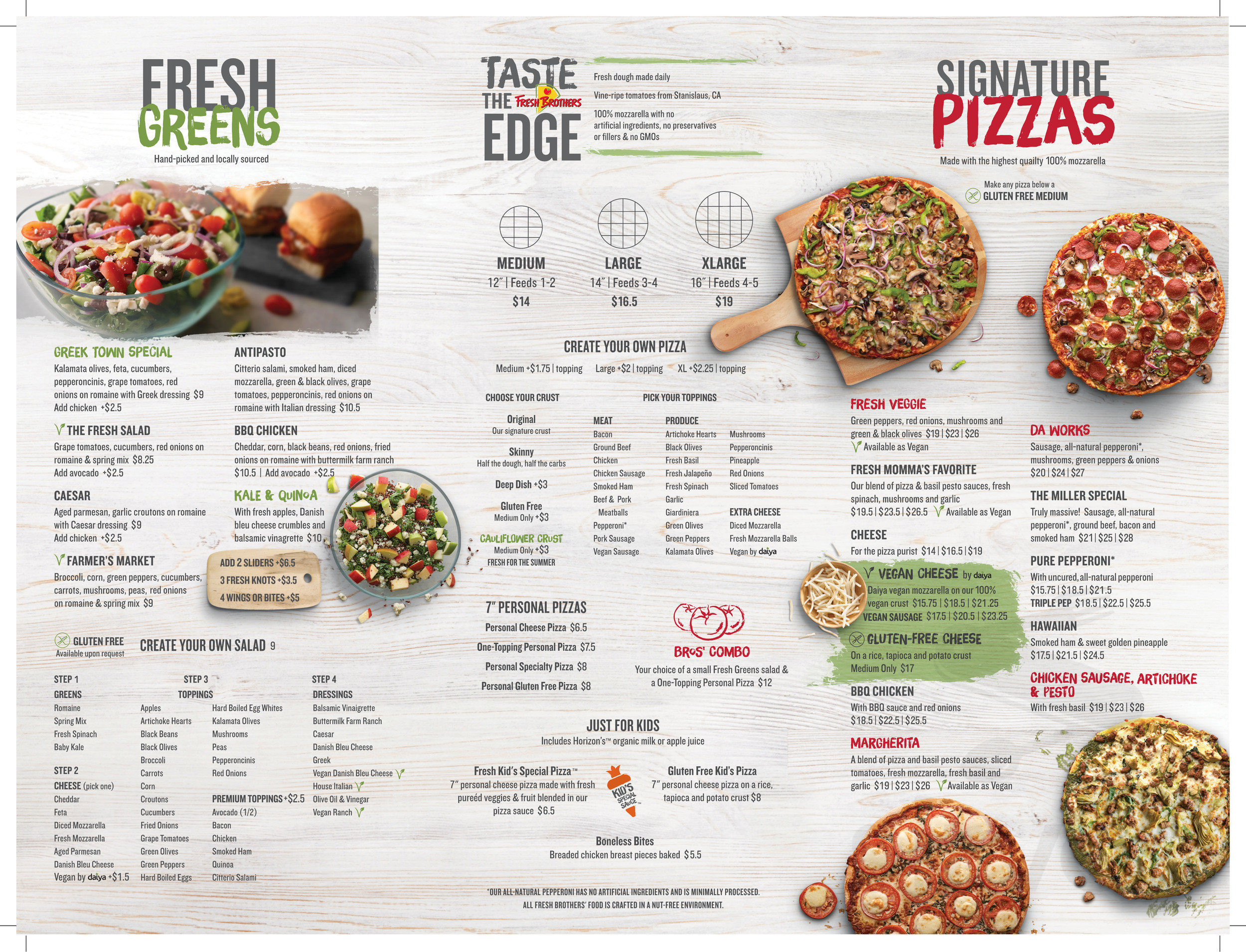 Fresh brothers deals menu