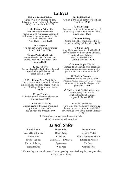 Hall's Tavern at Coventry menu in Fort Wayne, Indiana, USA