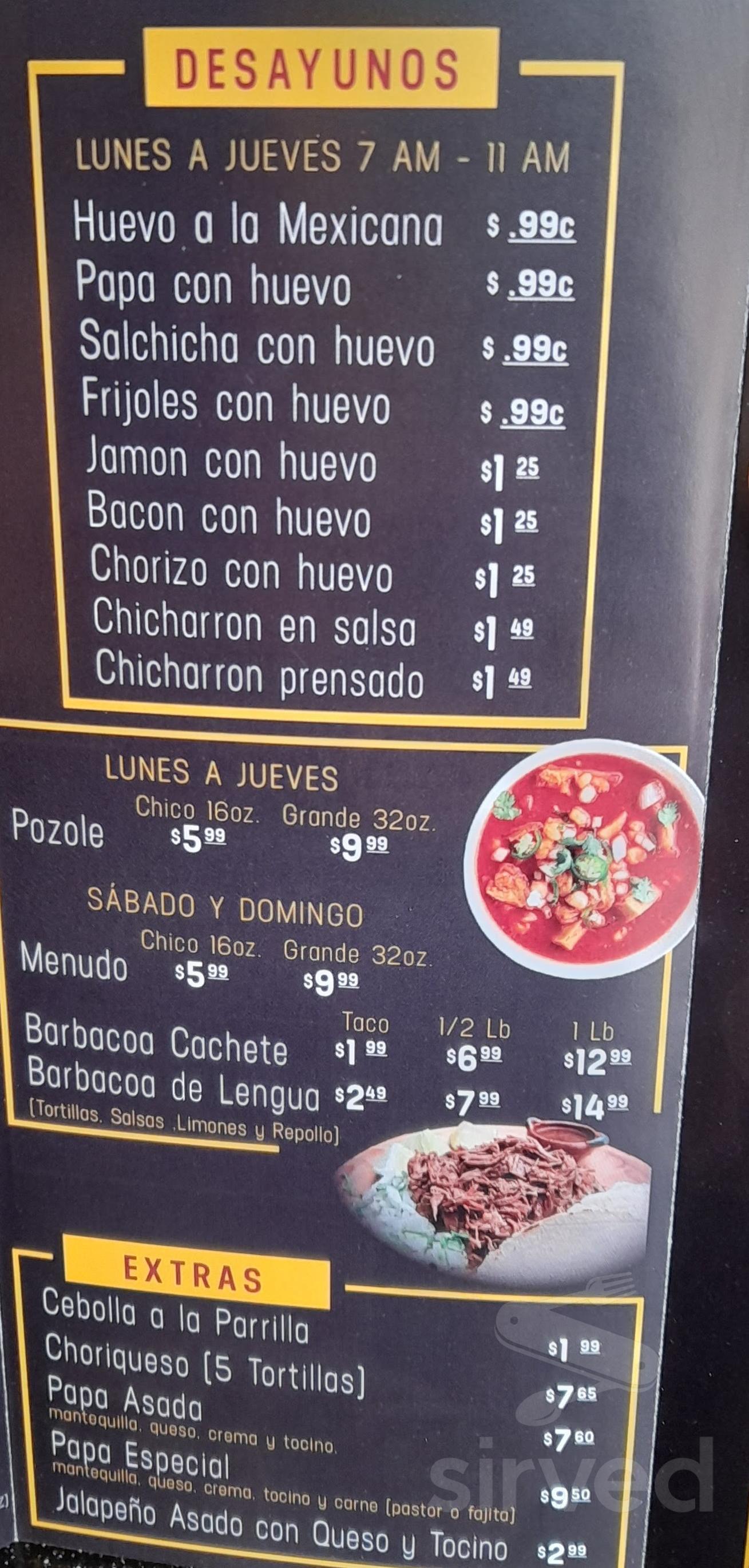 TACOS LOCOS LAREDO menu in Laredo, Texas, USA