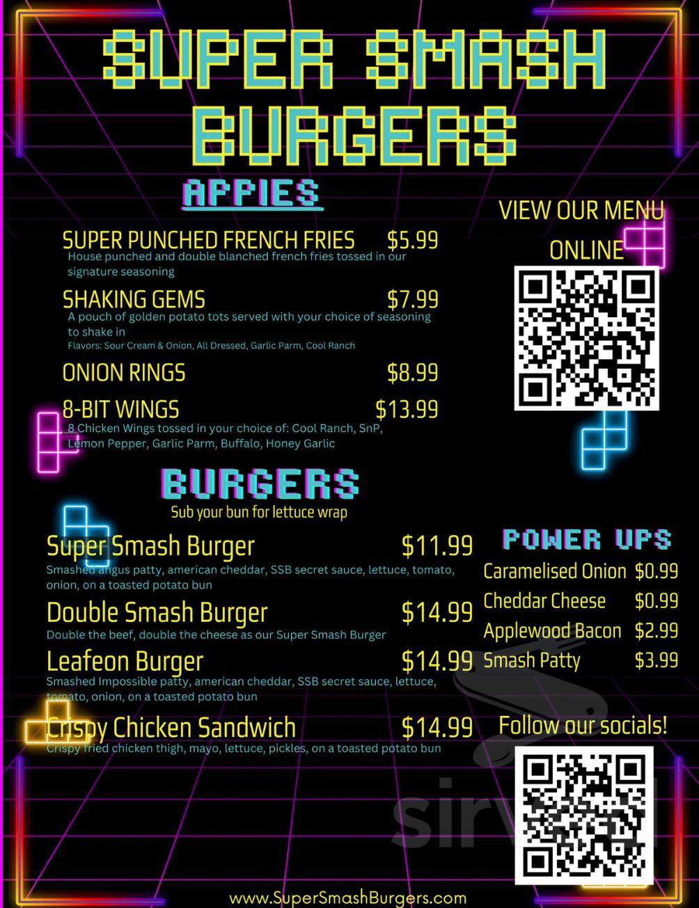 Super Smash Burgers: On the menu at Glitch Retro Arcade Bar