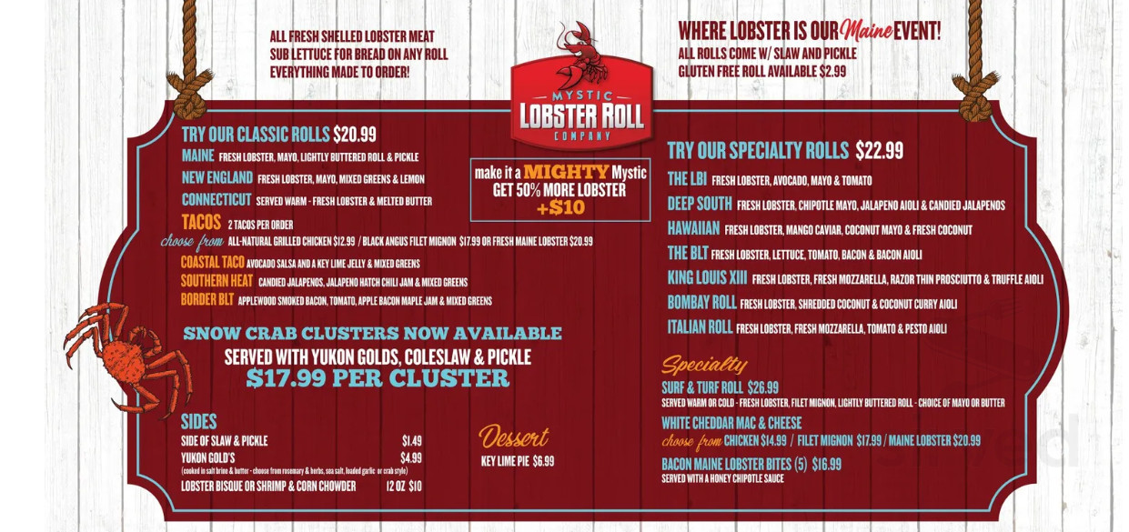 Mystic Lobster Roll Co Boca Raton menu in Boca Raton, Florida, USA