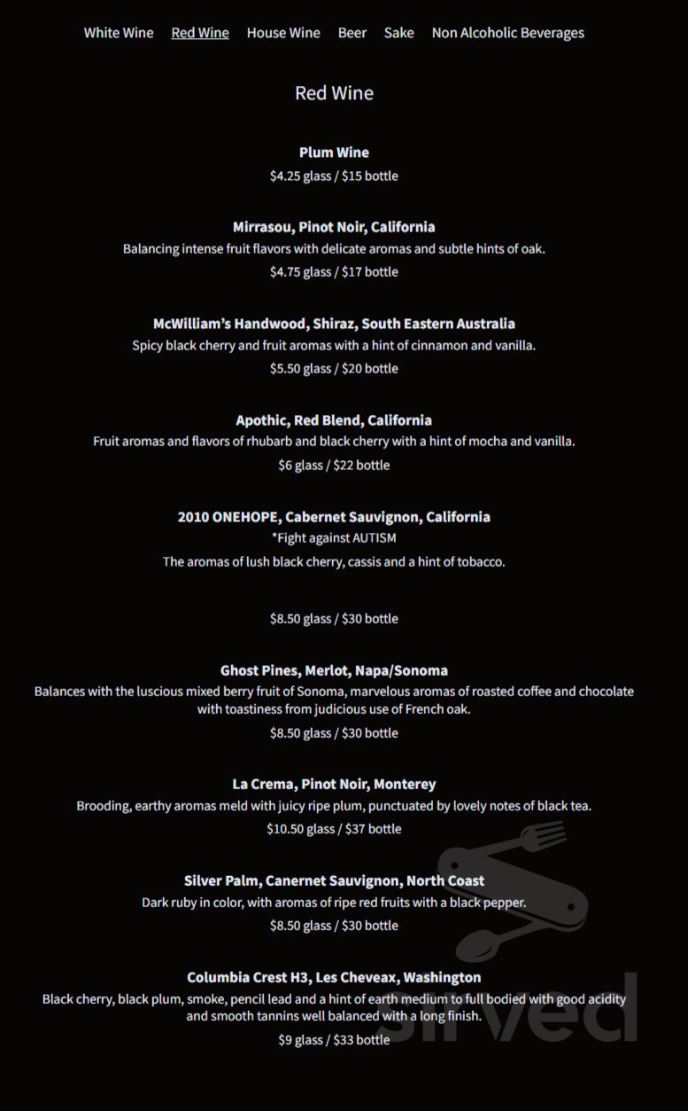 MingFu Chinese & Sushi Matthews menu in Matthews, North Carolina, USA