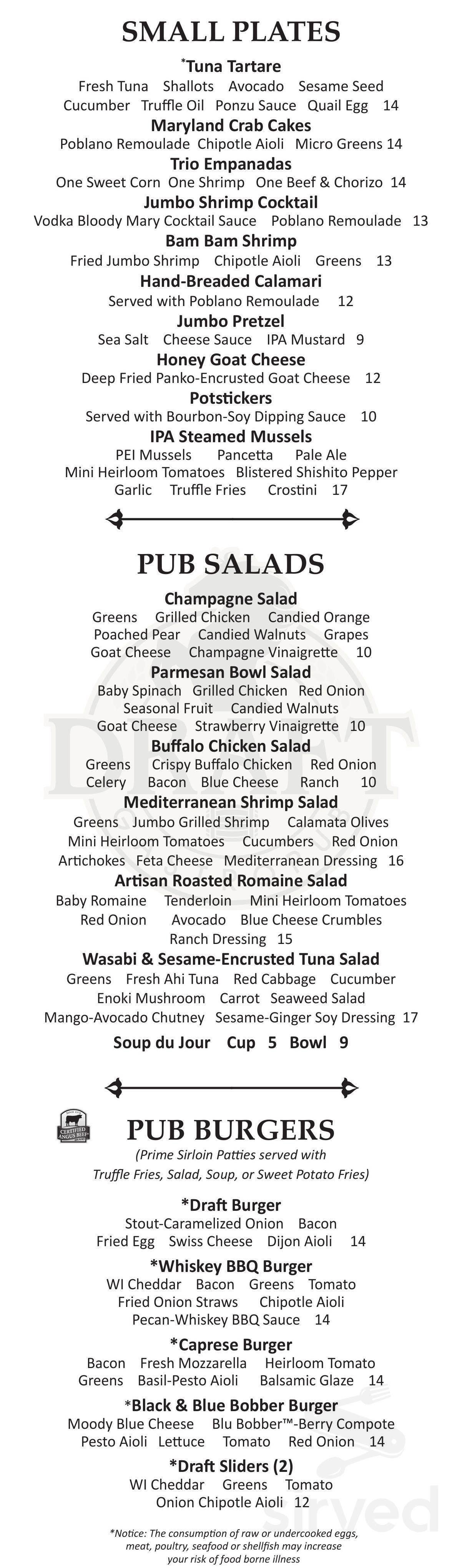 Draft Gastropub menus in Appleton, Wisconsin, United States