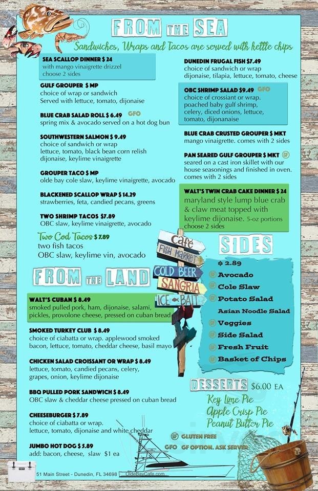 Olde Bay Cafe Dunedin, FL menu in Dunedin, Florida, USA
