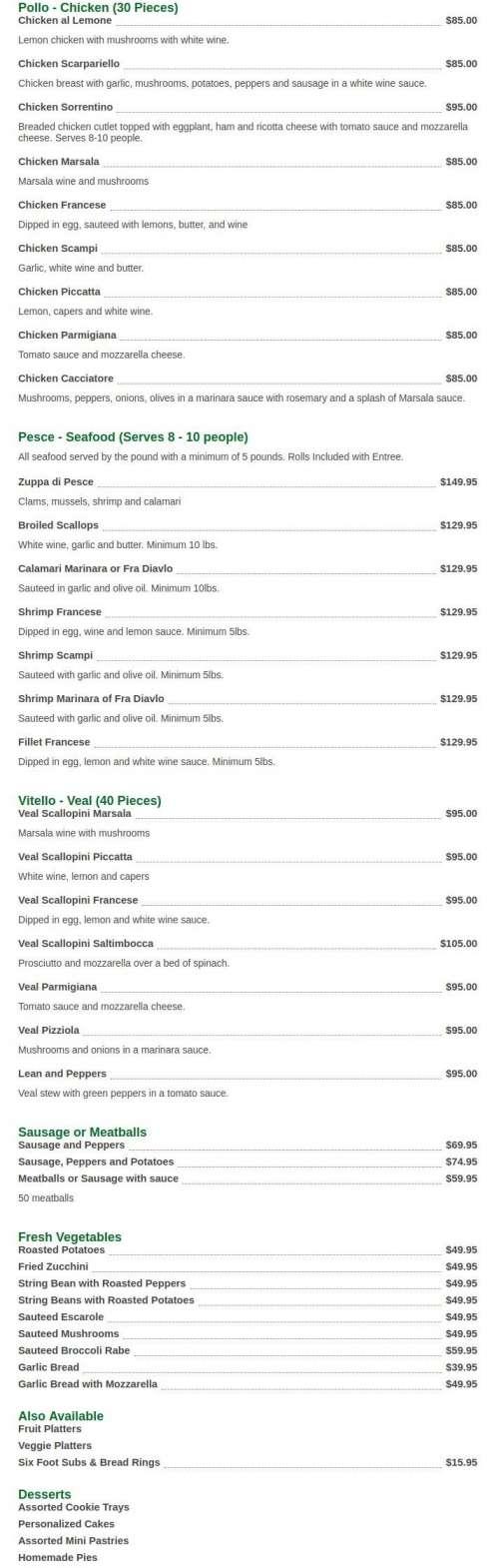 Villa Italia Ristorante menu in Newburgh, New York, USA