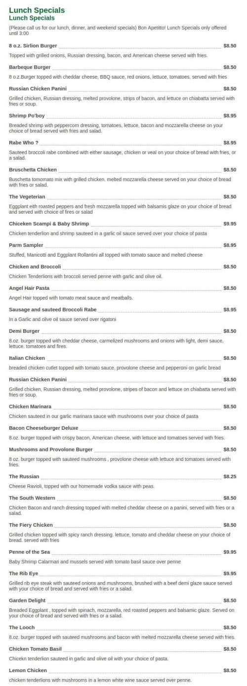 Villa Italia Ristorante menu in Newburgh, New York, USA