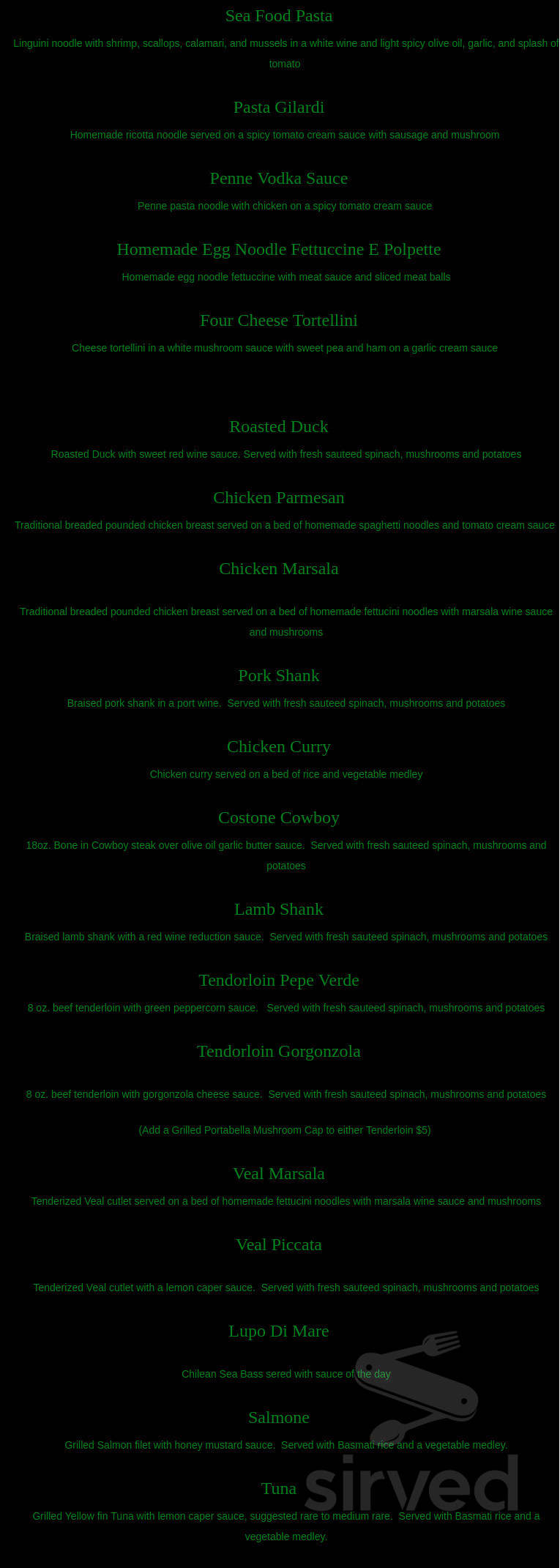Nicola's Ristorante menu in Springfield, Missouri, USA