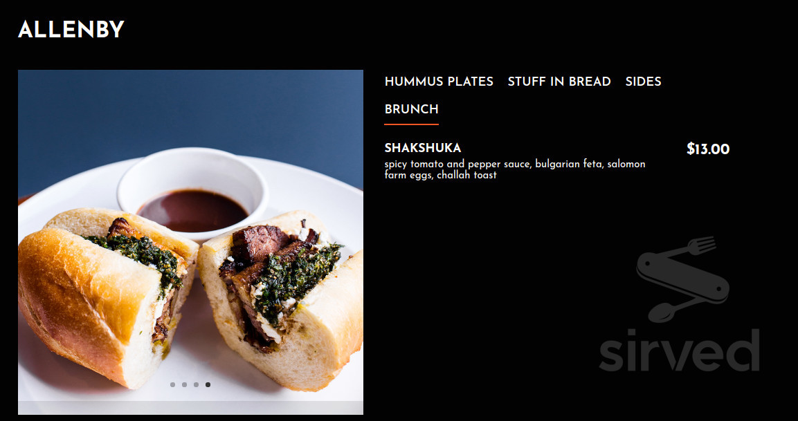 Allenby brunch menu in Detroit, Michigan