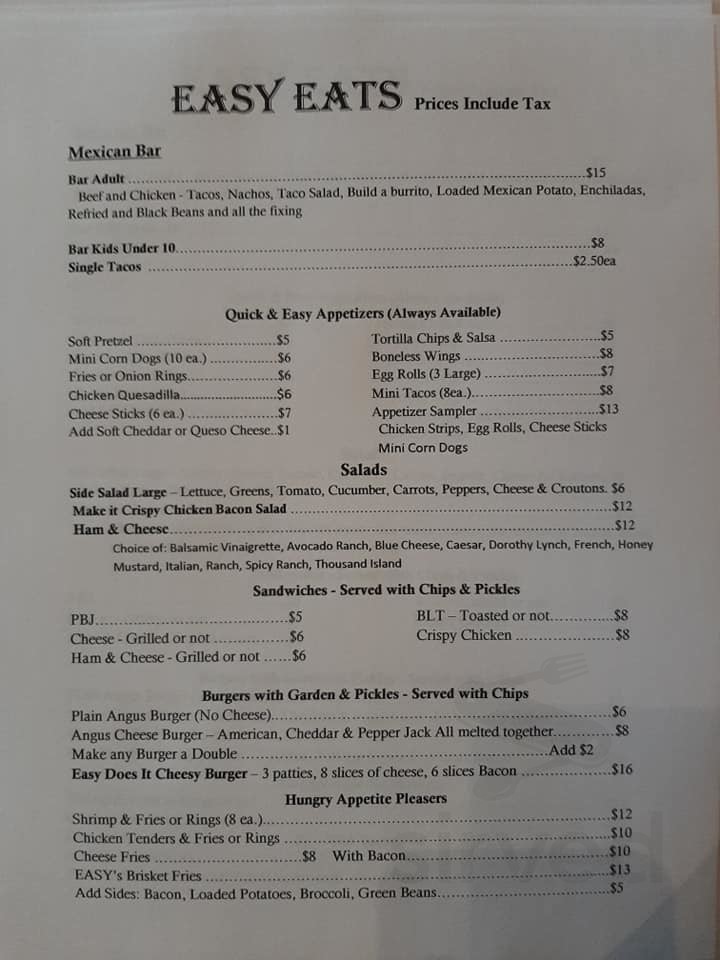 EASY menu in McPherson, Kansas, USA