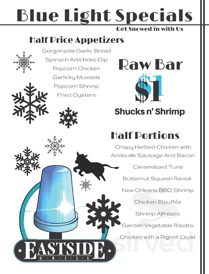 Eastside Grill menu in Northampton, Massachusetts, USA