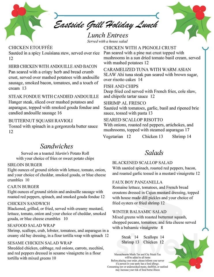Eastside Grill menu in Northampton, Massachusetts, USA
