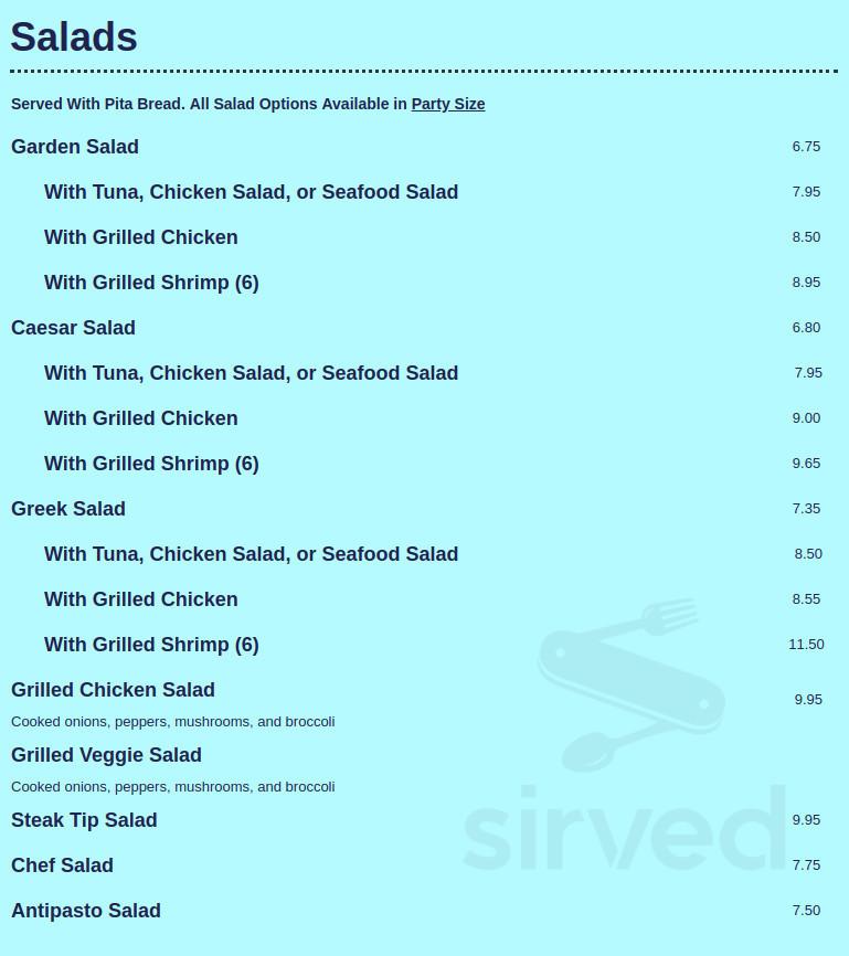 George's Pizza menu in Warren, Massachusetts, USA