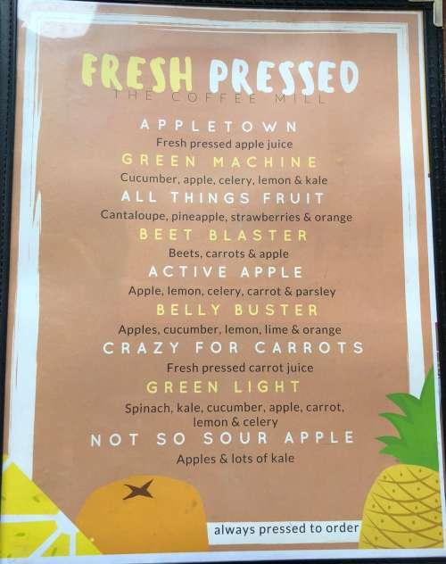 Coffee Mill Restaurant menu in Fredericton, New Brunswick, Canada
