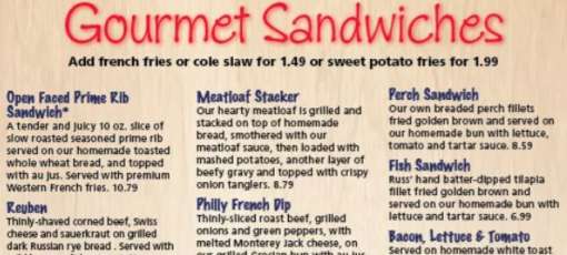 Menu for Russ' Restaurant in Grand Haven, MI | Sirved