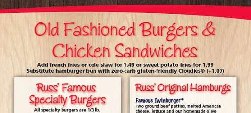 Menu for Russ' Restaurant - Holland, MI | Sirved