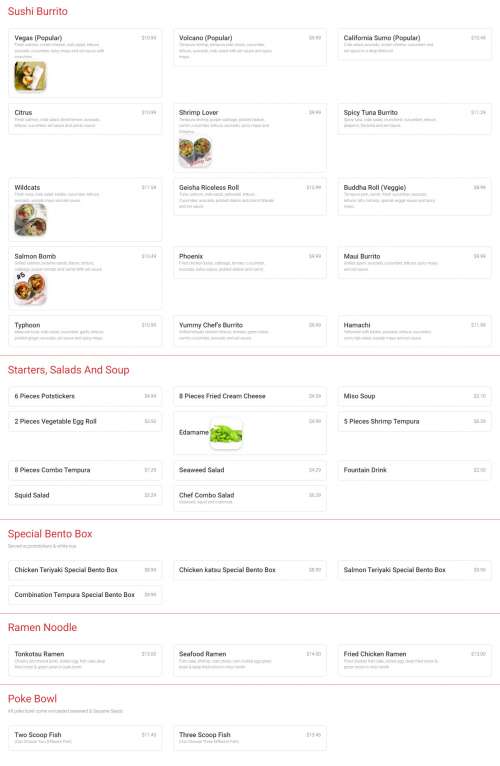 Sushi Burrito Poke Bowl Bountiful menu in Bountiful, Utah, USA