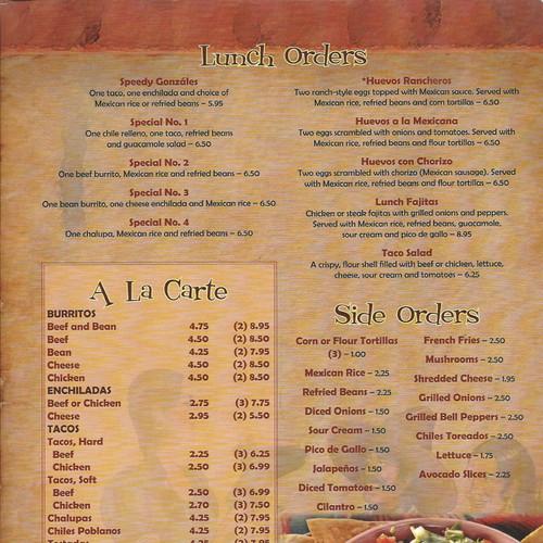El Rey Azteca Mexican Restaurant menu in Ellijay, Georgia, USA