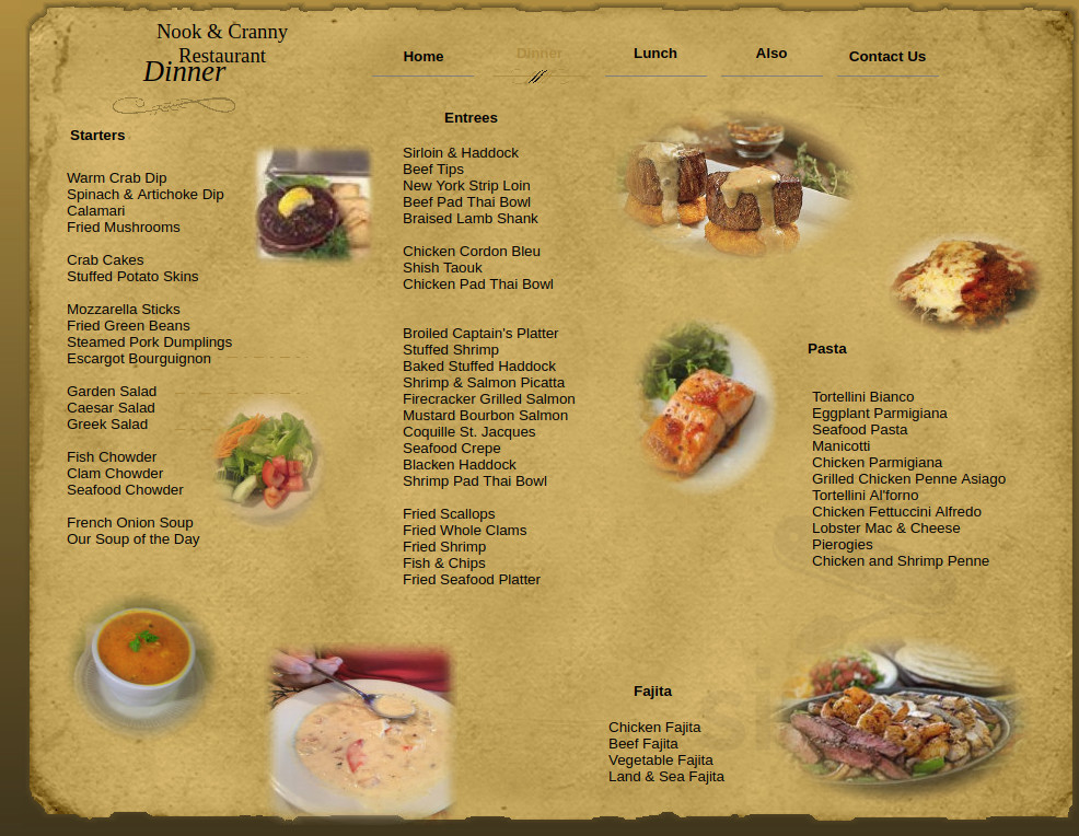 Nook & Cranny Restaurant menu in Baileyville, Maine, USA