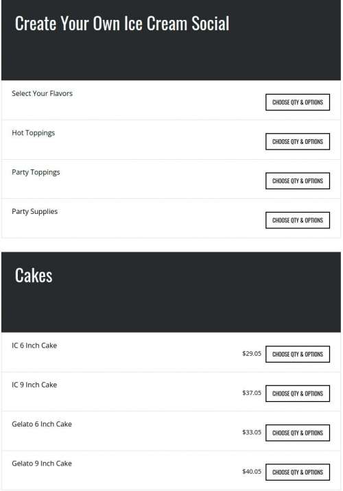 Glacier Ice Cream & Gelato menu in Castle Rock, Colorado, USA