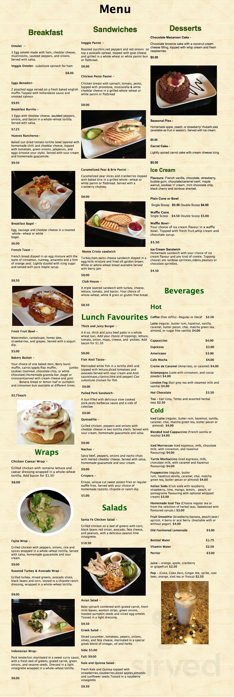 OK Patio Cafe menu in Lake Country, British Columbia