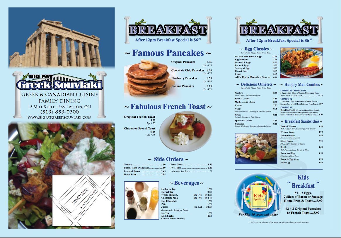  OLYMPIC GREEK SOUVLAKI Menus In Acton Ontario Canada