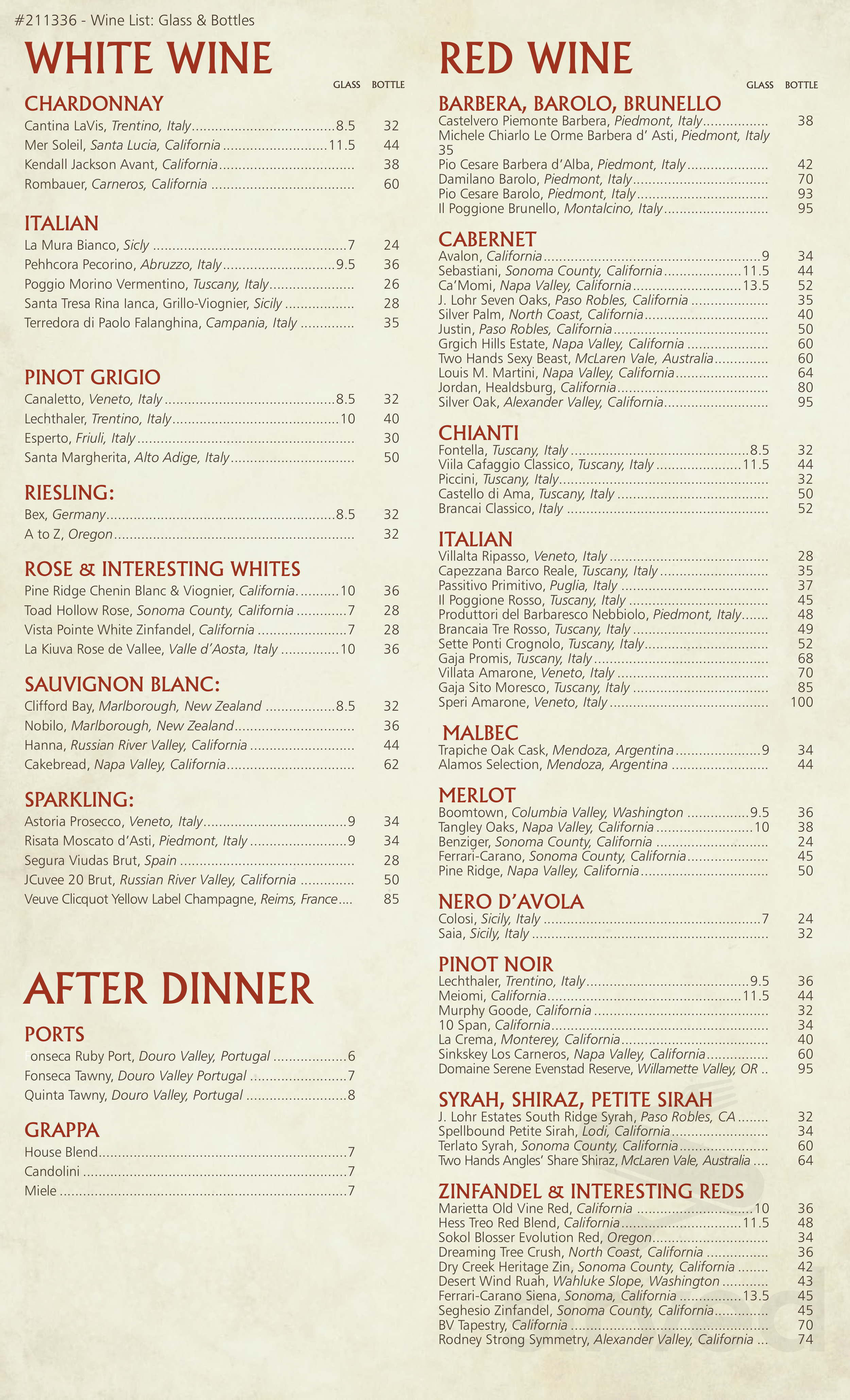 Sole Mio Italian Restaurant menu in Woodbury, Minnesota, USA