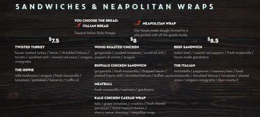 Menu for Stix & Stones Wood Fired Pizza in Burr Ridge, IL | Sirved