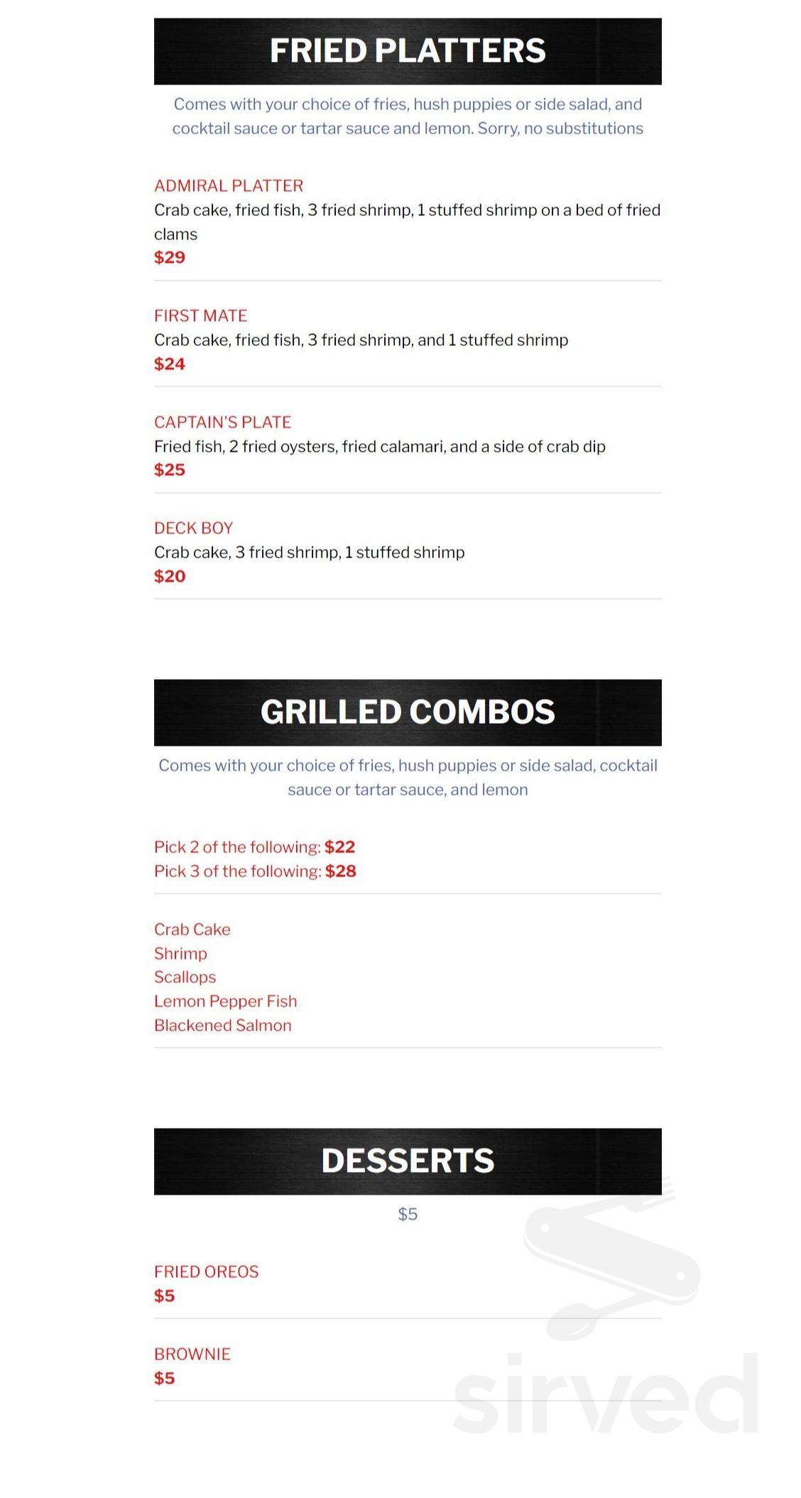 Menu for BnB Seafood in Elkton, MD | Sirved